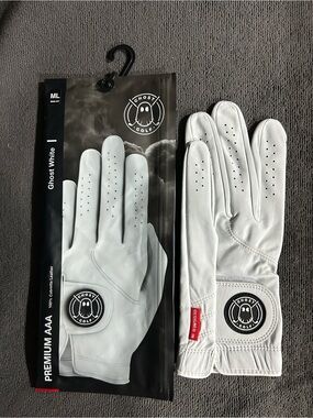 Ghost Golf Men's Premium Leather Golf Glove in White
